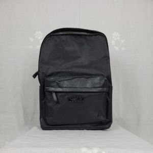 Tanger Faux Leather Zipper Classic Closure Backpack Solid Black Casual NEW!